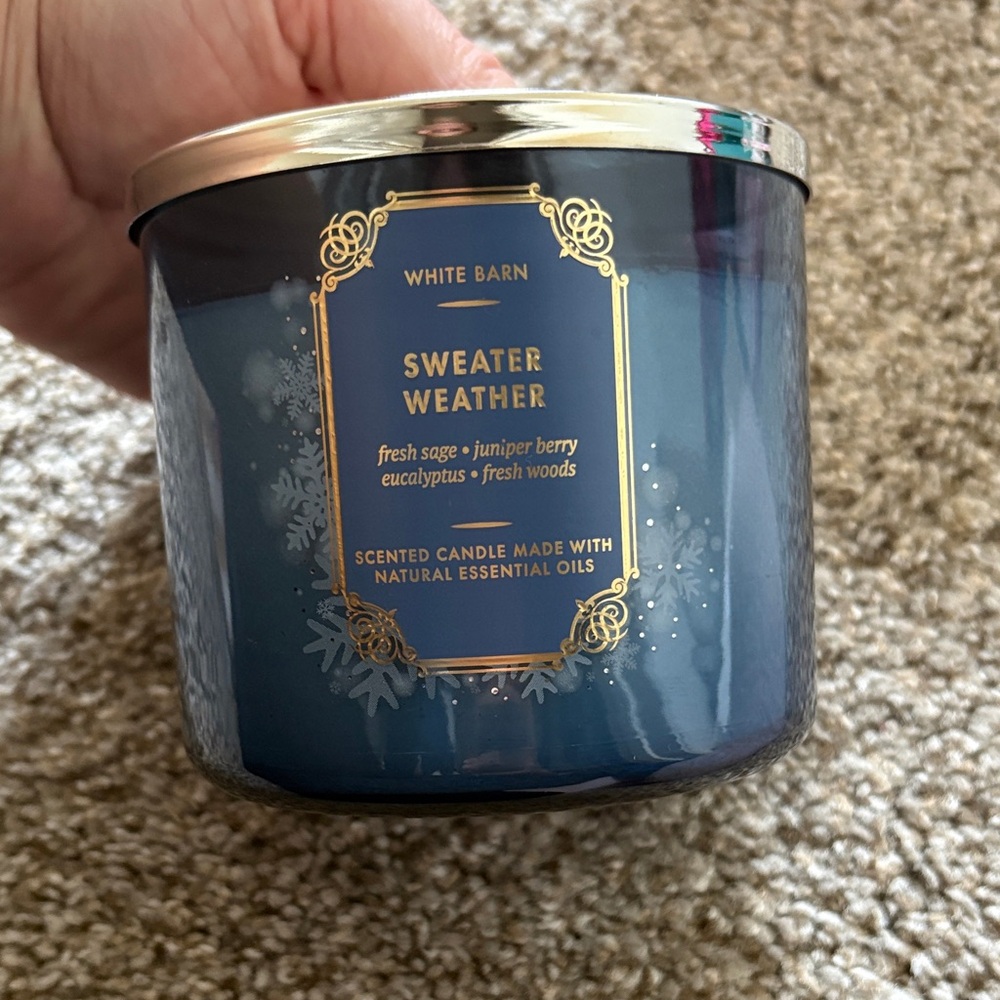 White Barn Sweater Weather Candle in Blue and Silver